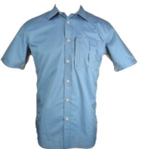 NT, Men’s XL,blue shirt, back/under arm ventilation and a zippered front pocket